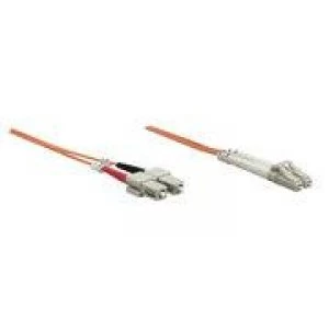 Image of Intellinet Fibre Optic Patch Cable Duplex Multimode LC/SC 62.5/125 m OM1 2m LSZH Orange Fiber Lifetime Warranty
