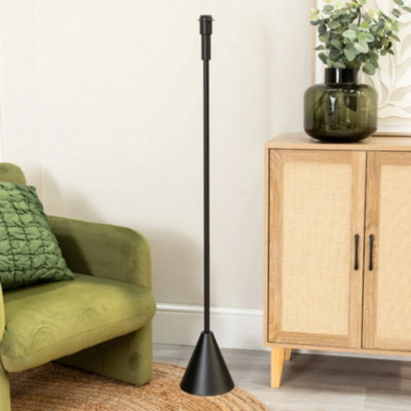 Image of ValueLights ValueLights Mitch Wooden Single Stem Triangle Floor Lamp Base in Black One Size Unisex 5016529271833