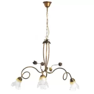 Image of Arianna 3 Light Flower Multi Arm Pendant Ceiling Light, Bronze