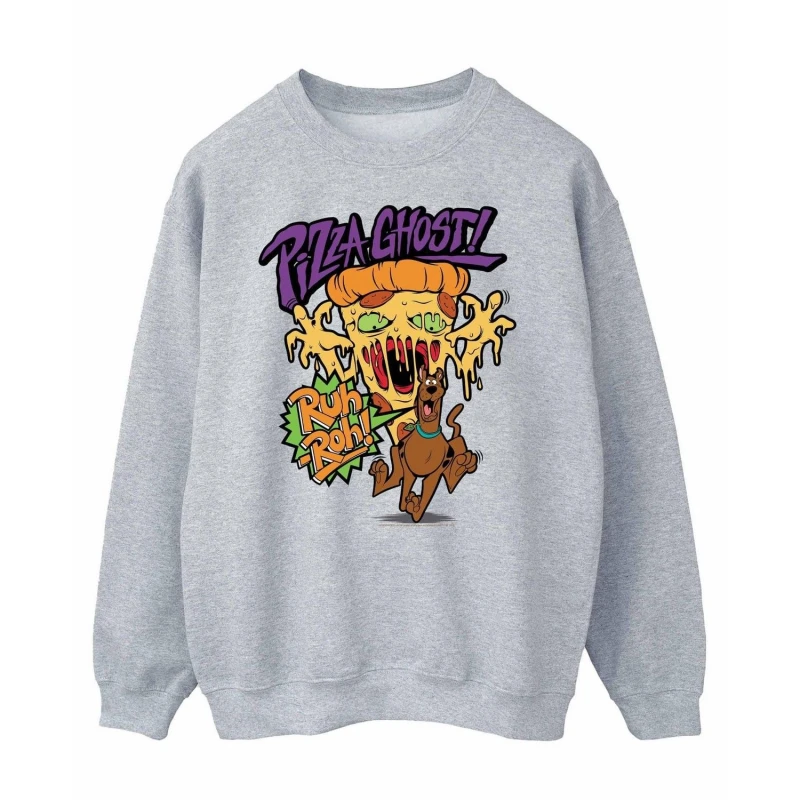 Image of Scooby Doo Scooby Doo Men Pizza Ghost Sweatshirt in Grey Size: Small Grey S Male 5063300649350