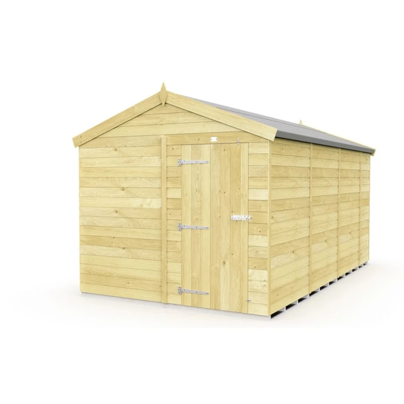 Image of Buttercup Farm 8 x 14 Feet Apex Shed - Single Door W/O Window - L417 x W231 x H217cm in Brown Brown Unisex