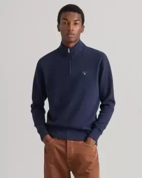 Image of GANT Men Waffle Half-Zip Sweatshirt (XXXL) Blue