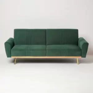 Image of Lenny Velvet Sofa Bed, Dark Green - Green - Homescapes