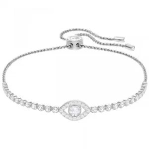 Image of Ladies Swarovski Silver Plated Subtle Evil Eye Slider Bracelet