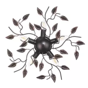 Image of Cernecchio 5 Light Multi Arm Semi Flush Ceiling Lamp, Black