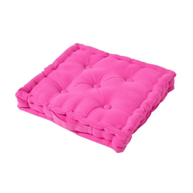 Image of Homescapes Cotton Hot Pink Floor Cushion, 40 X 40 Cm