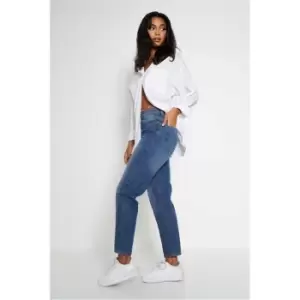 Image of I Saw It First Mid Blue Mom Jeans - Blue