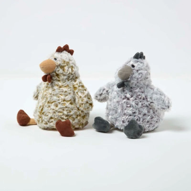 Image of Homescapes Luxury Fabric Chicken Doorstop Set Of 2