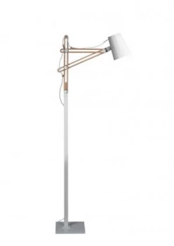 Image of Floor Lamp 1 Light E27 , Matt White, Beech