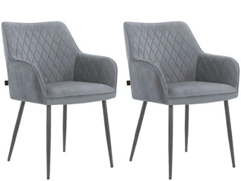 Image of Dorel Dining Chair In Velvet Grey 2 Pack, Grey 8830416UK