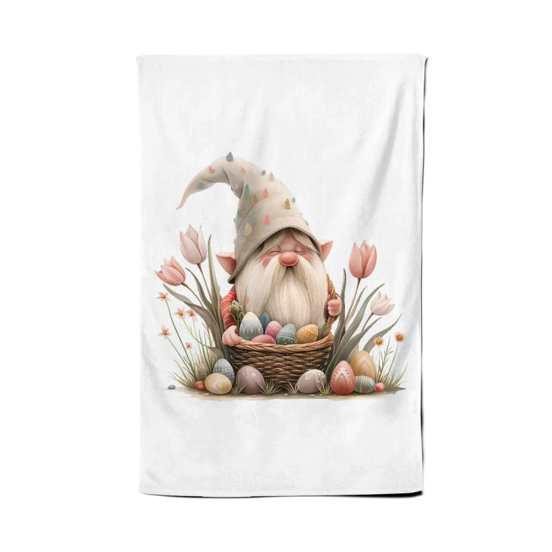 Image of Warren Reed - Designer Easter Gnome Basket Tea Towel Multicolor Unisex