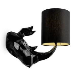 Image of Modern Nashorn Black Wall Lamp with Shade