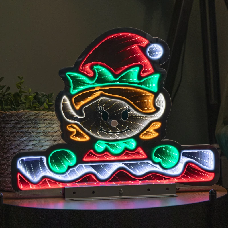 Image of 40cm Light up Christmas Elf Girl Infinity Decoration with LEDs