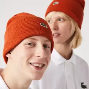 Image of Unisex Lacoste Wool Beanie Size Unique size Orange