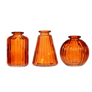 Image of Sass & Belle Amber Glass Bud Vases - Set of 3