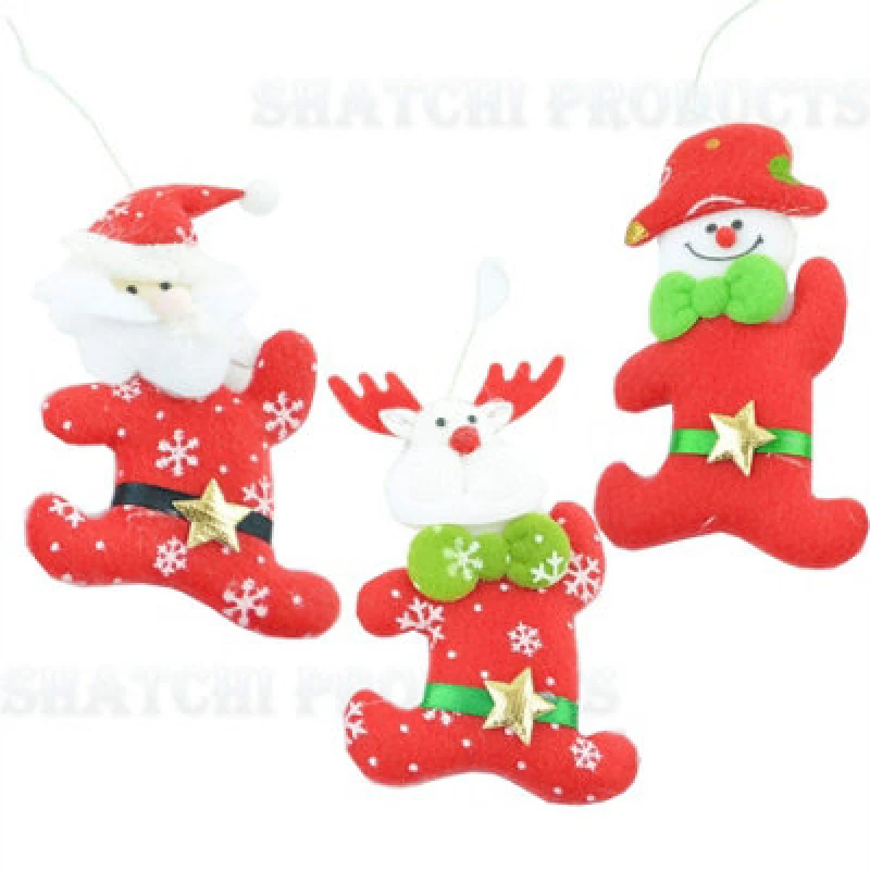 Image of Shatchi 3pcs Set Handmade Christmas Tree Hanging Xmas Home Decor Stocking Fillers Red