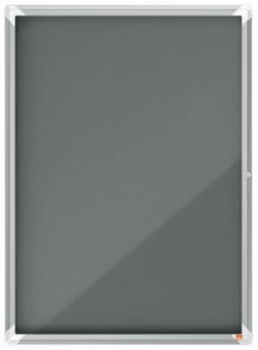 Image of Nobo Premium Plus Grey Felt Lockable Notice Board 9xA4