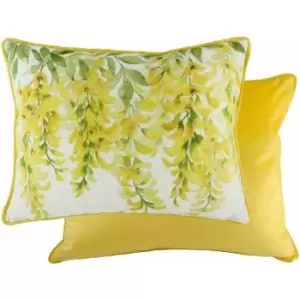 Image of Evans Lichfield Blossoms Laburnum Watercolour Print Cushion Cover, Yellow, 33 x 43 Cm