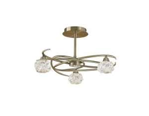 Image of Semi Flush Ceiling 3 Light G9, Antique Brass