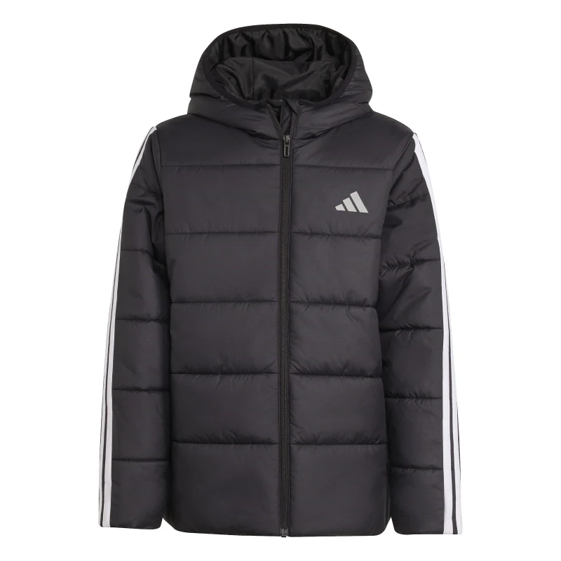 Image of adidas Unisex Kids Essentials 3S Hooded Long Sleeve Puffer Jacket Black/White unisex 7-8 Years