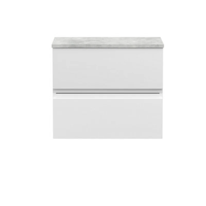 Image of Hudson Reed Urban Wall Hung Countertop Basin Vanity Unit, Durable 2 Soft-Close Drawers With Grey Laminate Worktop
