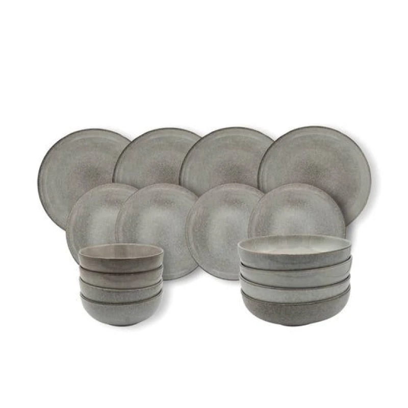 Image of Cooks Professional 16pc Nordic Stoneware Dinnerware Set 4 Person Plate & Bowl Setting in Grey Size: 16 Pack Grey Unisex 16 Pack