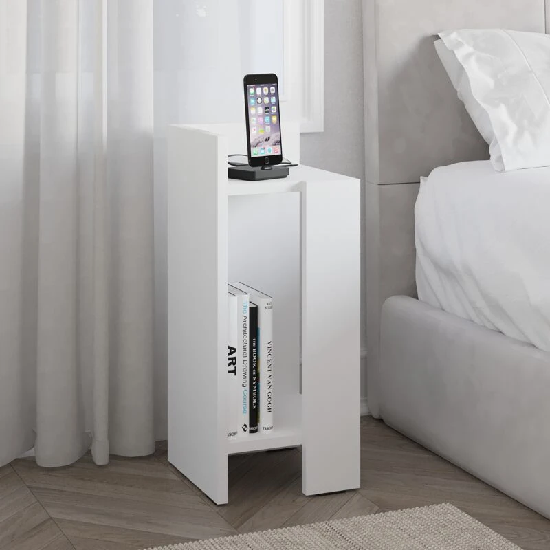 Image of DECORTIE Elos Modern Bedside Table Left Module - White - White - Decortie M.KO.14167.2