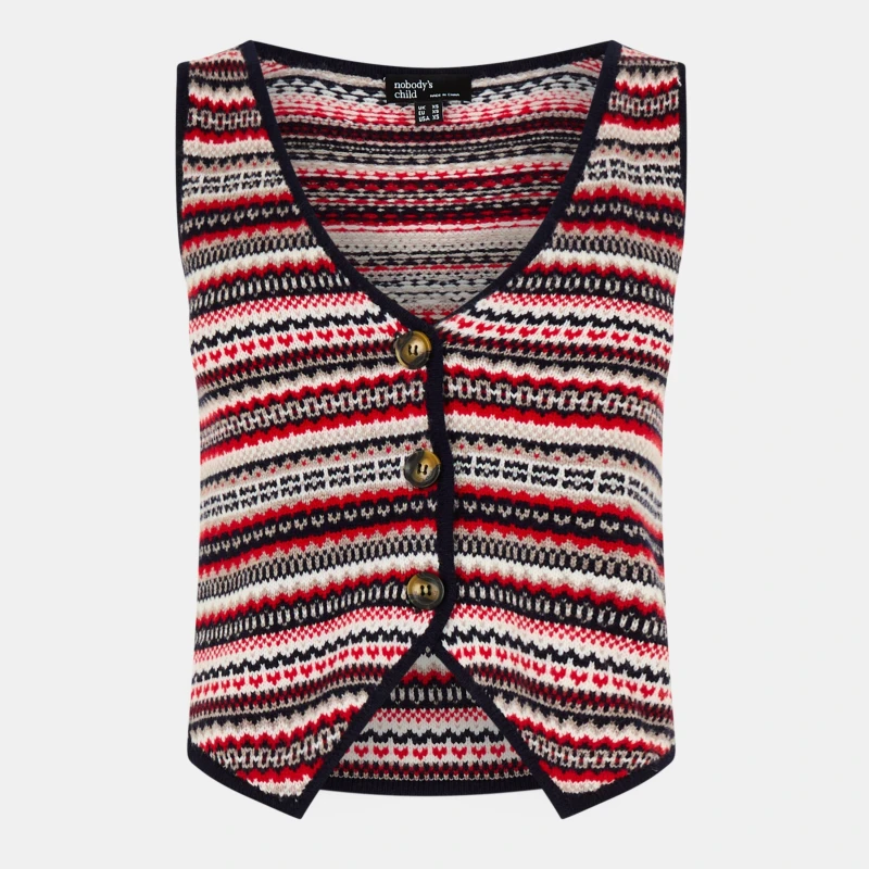 Image of Nobodys Child Womens Fair Isle Waistcoat Multi female 8 (XS)