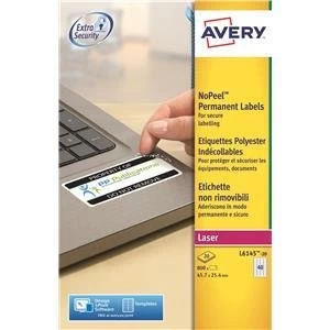Image of Original Avery L6145 20 NoPeel Permanent Labels Tamper Proof Pack of 800