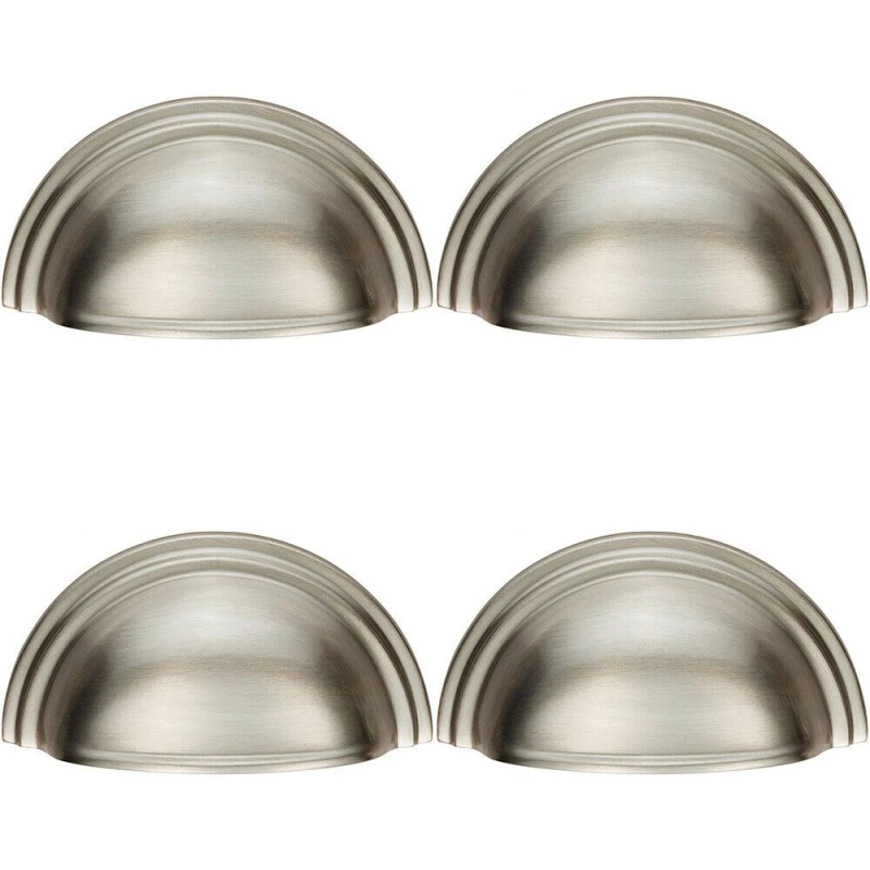 Image of Loops 4x Victorian Cup Pull Handle Polished Nickel 92 x 46mm 76mm Fixing Centres Metallics unisex