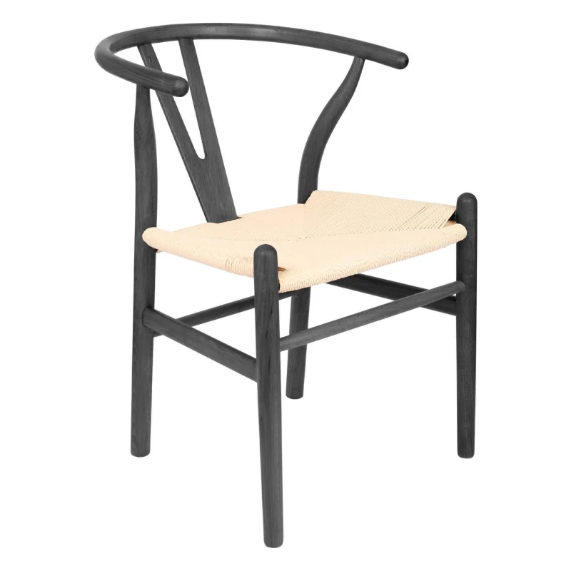 Image of Nicholas Winter Beech Wooden Danish Style Dining Chair - Black - Solid Wood Wish Beech Bone Wood Chairs
