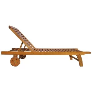 Image of Charles Bentley Wheeled Hardwood Sun Lounger