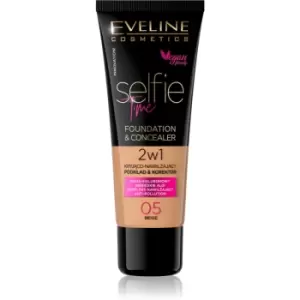 Image of Eveline Cosmetics Selfie Time foundation and concealer 2 in 1 shade 05 Beige 30ml