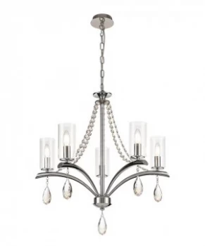 Image of Ceiling Pendant 5 Light E14 Polished Chrome, Crystal With Clear Glass