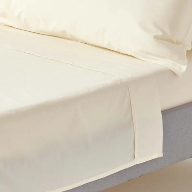 Image of Homescapes Cream Egyptian Cotton Flat Sheet 200 Tc, Super King