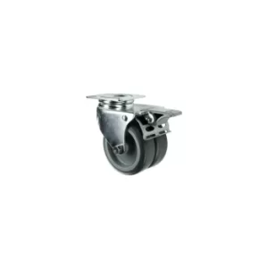 Image of Braked Swivel Plate 50MM Twin Rubber