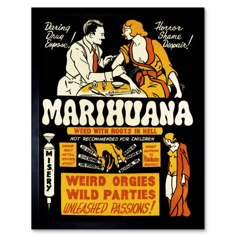 Image of Artery8 Political Anti Drug Abuse Prohibition Marijuana Weed 12x16" Framed Art in Black Size: W12" x H16" Black Unisex W12" x H16"