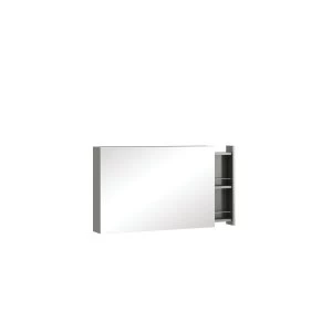 Image of Wickes Alessano Grey Gloss Wall Hung Mirror Storage Unit - 900 mm