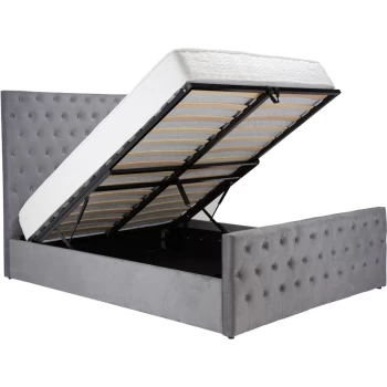 Image of Birlea - 135cm Marquis Fabric Ottoman Bed Grey Velvet