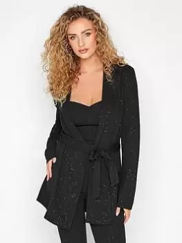 Image of Long Tall Sally Black Glitter Blazer, Black, Size 18, Women
