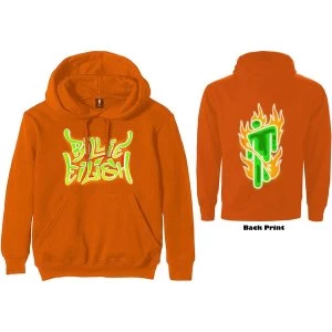 Image of Billie Eilish - Airbrush Flames Blohsh Unisex Medium Hoodie - Orange