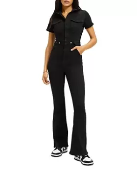 Image of Good American Fit For Success Bootcut Denim Jumpsuit