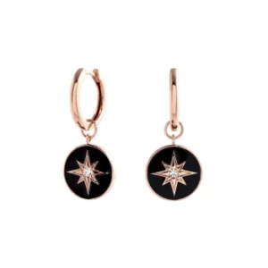 Image of Olivia Burton North Star Enamel Rose Gold Huggie Hoop Earrings