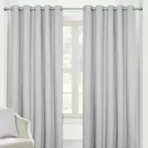 Image of Homecapes Light Grey Heavy Boucle Textured Blackout Lined Eyelet Curtain Pair, 66 x 90'