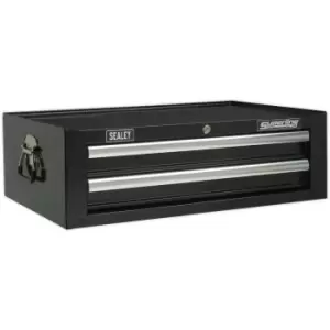 Image of 670 x 440 x 210mm BLACK 2 Drawer MID-BOX Tool Chest Lockable Storage Cabinet