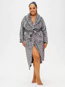 Image of Ann Summers Nightwear & Loungewear Carved Sparkle Star Robe, Bright Grey, Size L, Women