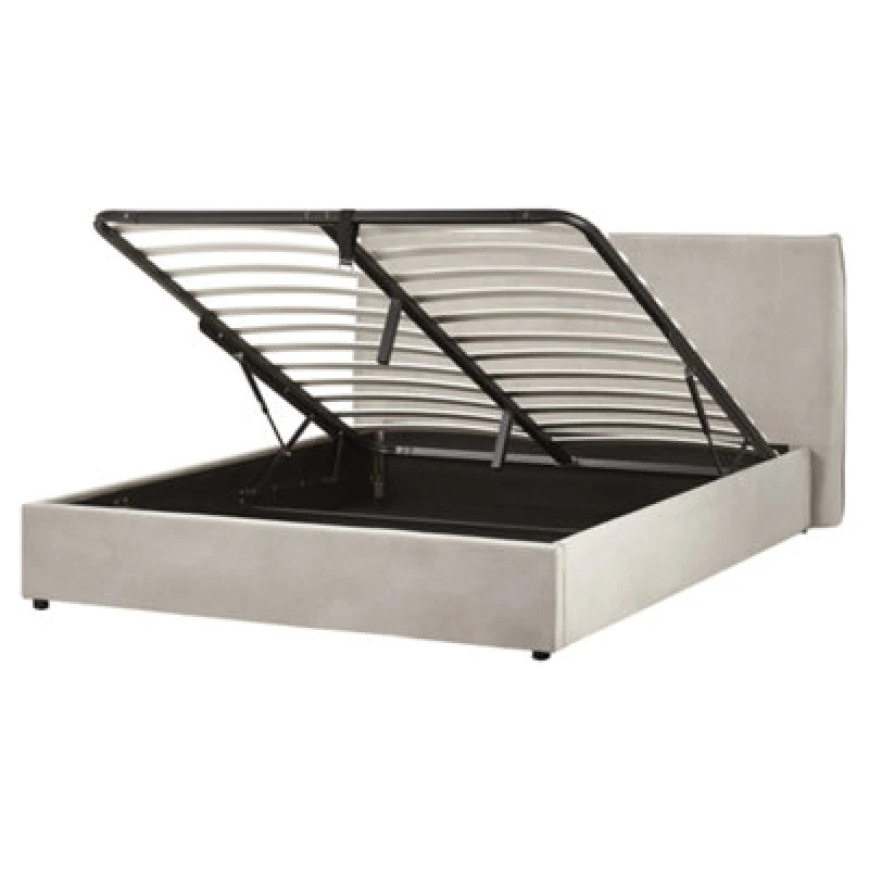 Image of Beliani Ottoman Bed Velvet Lavaur 160 X 200 Cm (Eu King Size) Taupe