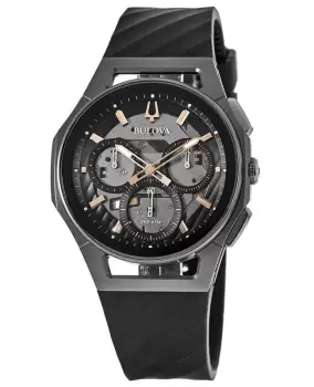 Image of Bulova Curv Chronograph Dark Grey Dial Black Rubber Strap Mens Watch 98A162 98A162