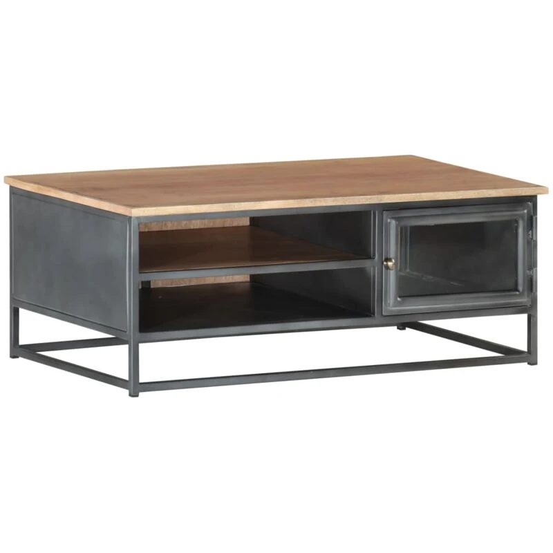 Image of Vidaxl Coffee Table Grey 90X50X35cm Solid Acacia Wood, Grey 323500