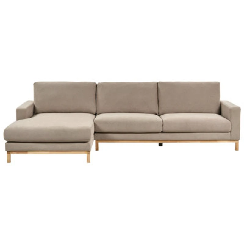 Image of Beliani Corner Sofa 4 Seater Siggard Fabric Taupe Right Hand